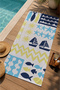 Blue Yellow Sailor Sailing Anchor and Starfish Patterned 70X150 Beach Towel - Digital Printed Fade-Resistant Bath Towel - 3