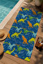 Blue Background Colorful Dinosaur Patterned 70X150 Beach Towel - Digital Printed Fade-Resistant Bath Towel - 3