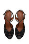 Women's Black Ankle Buckle Stone Detailed Thin Heeled Leather Sandals 26Sfd121414 - 5