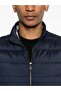 Men's Regular Cut Stand Collar Quilted Navy Blue Vest - 3