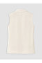 Beige Double-Breasted Collar Striped Women's Classic Vest - 3