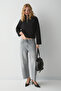 Bellagio Women's Organic Cotton Kangaroo Pocket Zippered Collar Black Sweatshirt - 5