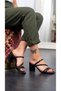 Women's Thin-Strap Striped Chunky Heel Slippers 5cm - 3