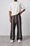 Men's Ethnic Stripe Detailed Doubleface Baggy Sweatpants Brown