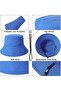 Cotton bucket hat royal blue UPF50+ windproof strap foldable. - 3