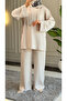 6600 - Stylish Comfortable Viscose Soft Interlock Fabric Hooded Button Detail Women's Set - 6