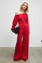 Velan Women's Soft and Flexible Fabric Wide-Leg Red Sweatpants - 2