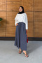 Wide-Legged Draped Modal Fabric Skirted Trousers with Elastic Waist - 3