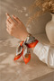 Royal Chain Orange Digital Patterned Scarf - 4