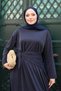 Women's Cupra Pike Fabric Comfortable Cut Hijab Dress with Mobile Scarf 3220 Navy Blue - 4