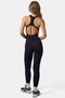 Seamless Sports Jumpsuit, Backless-Black - 2