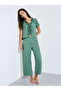 Green Tie-Up Detail Ruffled Top and Pants Pyjama Set - 2