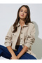 Beige Front Button Collared Shirt