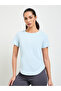 Blue Solid Round Neck Active T-Shirt