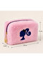 Plush Pen Holder and Makeup Bag Zippered Multi-Purpose Organizer Bag Pink - 2