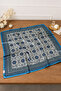 Patterned Square Scarf – Blue Turquoise Ethnic Patterned Women's Hijab Scarf - 2