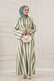 Thick Striped High Collar Dress-Khaki - 2