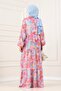 Esin Half Button Robe Dress-Blue - 4