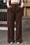 Women's Stretch Fabric Palazzo Brown Cut Pants - 2