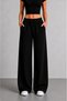 Women's Black Gray Navy Blue 3-Piece Combination Pack High Waist Wide Leg Sweatpants - 6