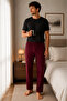 Men's Plaid Printed Cotton Pocketless Elastic Waist Summer Pajama Bottoms