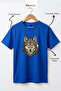 Wolf Figured Turkey Flag Gray Wolf Alpha Turkish Flag Printed 100% Cotton Crew Neck Basic Tshirt