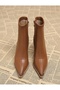 Women's Zippered Pointed Toe Metal Detailed Heeled Boots
