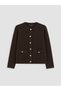 Özmarka New Season Brown Crew Neck Women's Knitwear Cardigan - 5