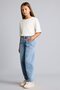 100% Cotton Pocket Detailed Baggy Fit Jean Trousers for Girls H8895A826Au - 2
