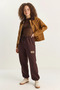 Women's Basic Jogger Relaxed Fleece Sweatpants Brown - 2