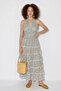 Women's Halter Neck Gipeli Backless Layered Maxi Blue Dress - 2