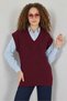 Women's V-Neck Knitwear Sweater Claret Red - 3