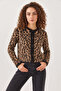 Women's Leopard Patterned Black Camel Cardigan - 6