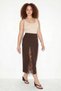 Women's Lace Detailed Slit Pencil Skirt De Bitter Brown - 3