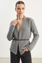 Women's Belt Detailed Knitwear Anthracite Cardigan - 5