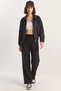 Women's Wide Leg Crinkle Knitted Black Trousers - 3