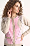 Women's Diamond Patterned Soft Beige Pink Cardigan - 5
