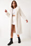 Women's Long Fur-Lined Ecru Coat - 4