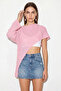 Women's Openwork Knitwear Asymmetrical Cut Pareo Pink - 5