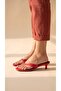 Lusia Women's Red Flip-Flop Low Heel Slippers Mule - 2