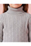 Girls Grey Turtleneck Cable Knit Pullover - 3