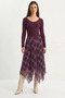 Women's Plaid Patterned Wrinkled Effect Lined Midi Chiffon Purple Skirt