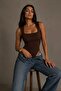 Women's Lined Zero Sleeve Square Neck Snap Bodysuit Blouse Body Low-Cut Sandy Fabric