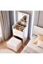 Makeup Table with Flip Top Mirror and Removable Storage Padded Seat Stool Led Smart Glass Dressing Table Chair Set,Modern Vanity Desk Set with LED Lighted Mirror Cushioned Stool and 3 Drawer (White, S - 2