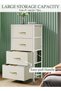 4-Drawer Dresser Vertical Storage Tower Fabric Dresser for Bedroom, Hallway, Entryway, Closet Organizer, Nightstand Bedside Table Furniture,Wooden Top,White - 6