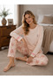 Women's Long Sleeve Floral Pattern Lace Detailed Pajama Set - 2