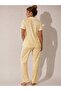 Women's Soft Textured Lemon Patterned Short Sleeve Buttoned Pajama Set 8026 Yellow - 2