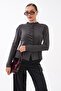 Women's Stand Collar Front Ruffle Detailed Button Closure Knitwear Cardigan 265160 - - 4