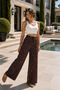 Viscose Basic High Waist Wide Leg Lace-Up Women's Trousers Dasanli - 3