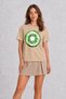 Abstract Kiwi Texture Print T-Shirt - Cream - 3